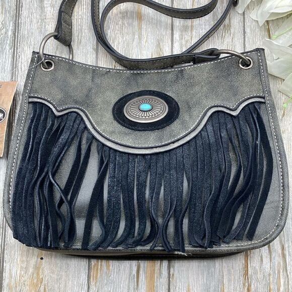 Justin Western Cowgirl Country Leather Fringe Crossbody Bag Purse - Picture 3 of 14